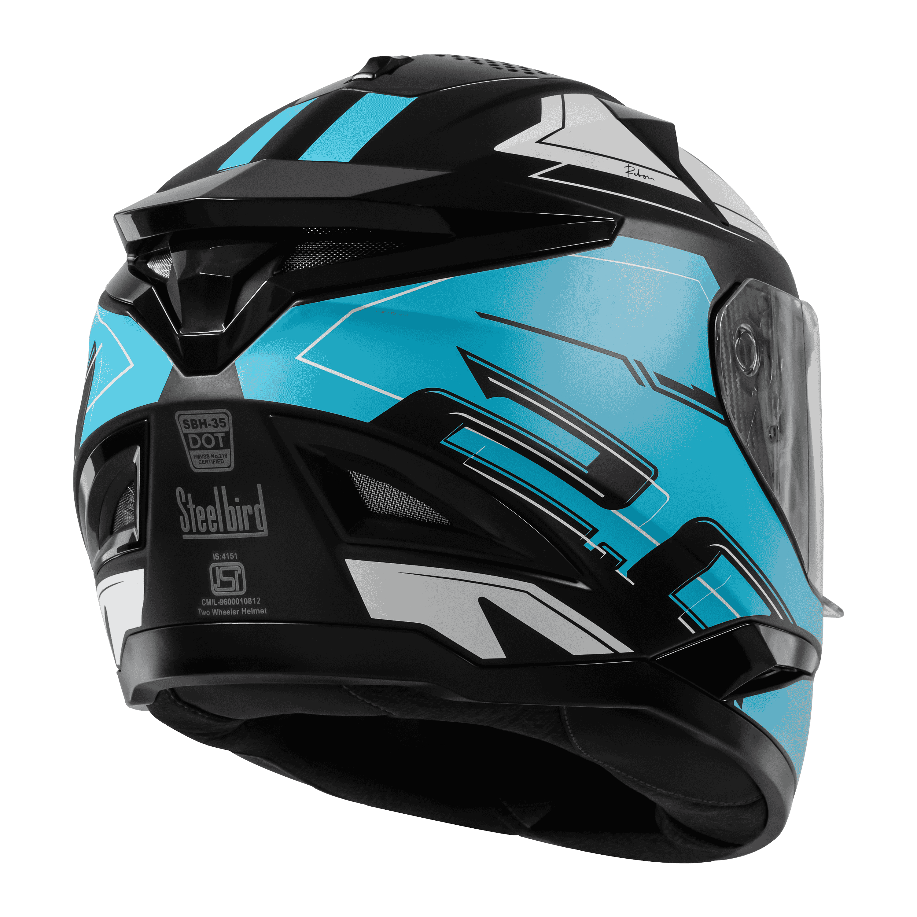 SBH-35 DOT ROBOT 2.0 REBORN MAT BLACK WITH LIGHT BLUE